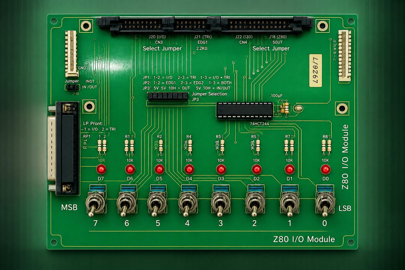 Modul I/O Z80 dengan 8 LED dan 8 switch